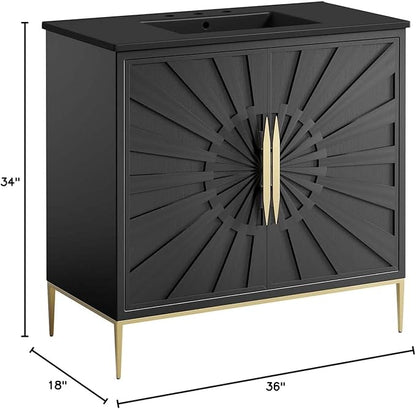 Modway Awaken Bathroom Vanity Cabinet, 36", Black Black