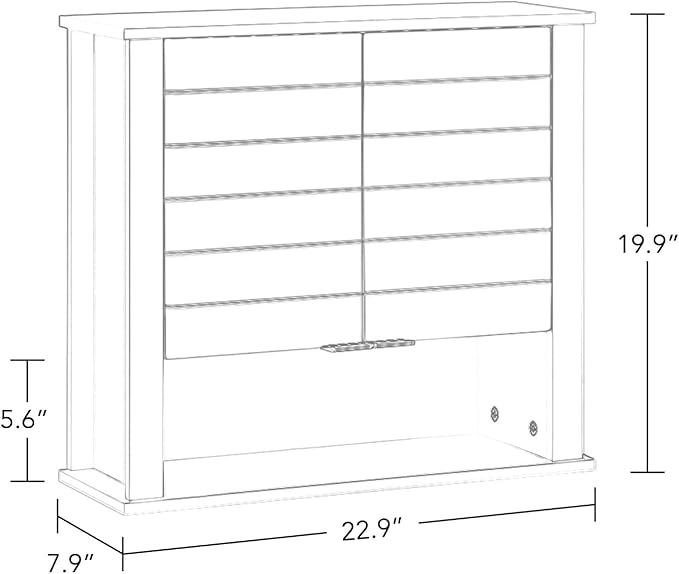 RiverRidge Madison Two-Door Over The Toilet Storage Cabinet Gray Wall Mounted Medicine Cabinet with Adjustable Shelves, Modern Flat Handles & Horizontal Grooved Aesthetic