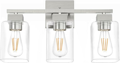 Espird Brush Nickel Bathroom Vanity Light - 3 Light Bathroom Light Fixture Square Design & UL Certification & Square Bath Room Lights Fixture Over Mirror