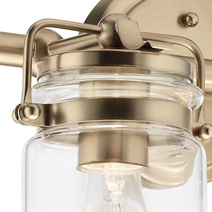 Kichler Brinley 15.75" 2 Light Vanity Light in Champagne Bronze with Clear Glass for Bathroom and Powder Room, (15.75" W x 10.25" H),45688CPZ