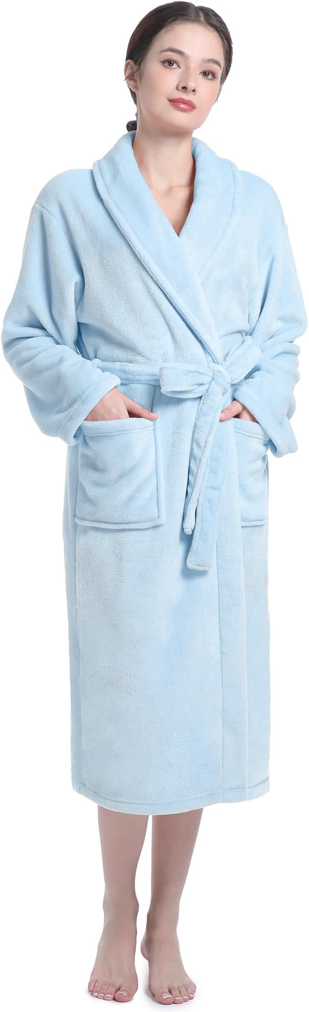 Fluffy Soft Robes for Women, Warm Fleece Womens Robe, Cozy Bathrobe | Plush Bathrobe for Women, Long Fuzzy Lightweight Bath Robe with Pockets for Shower Spa Hotel House Pool