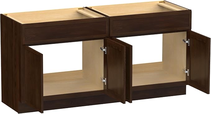 60 Inch Bathroom Vanity Base Only, Double Vanity Cabinet with Soft Closing Door, 2ea 30 inch Cabinet, Without Top,Brown