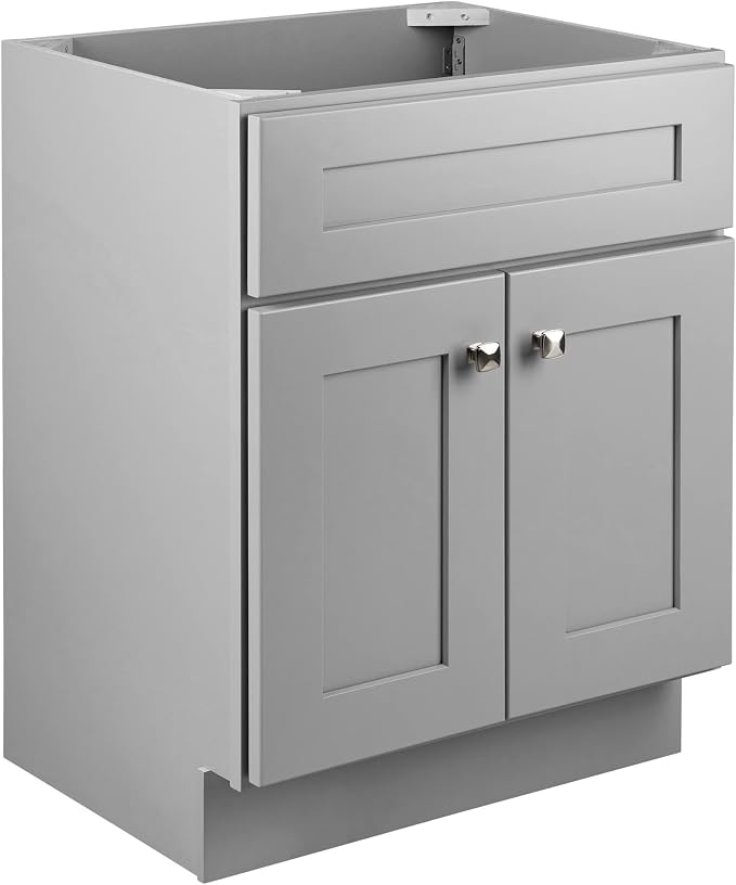 Design House Brookings Bathroom Vanity, 24", Gray | Adjustable Shelves, Freestanding, Contemporary/Modern, Wood, Bath, 215707
