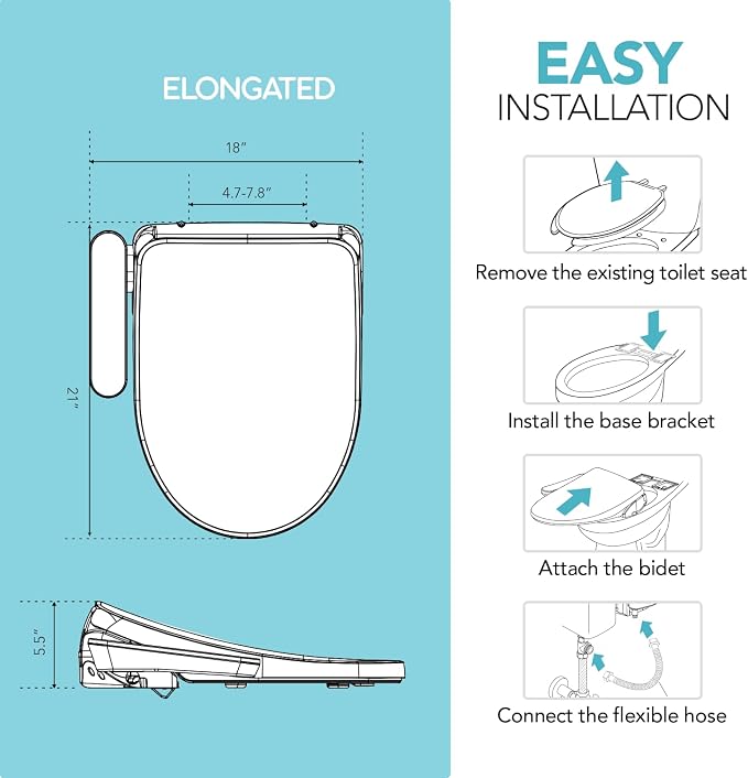 Barumi Bidet [BM-4000], Electric Bidet Toilet Seat, Heated Seat, Warm Water, Position Control, Eco-Mode, Self Cleaning
