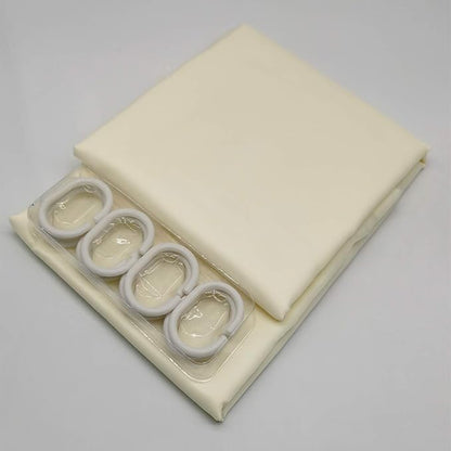 Beige (72x72 Inches) Fabric Shower Curtain Liners Hotel Quality Machine Washable Bath Bathroom w/12pcs Hooks