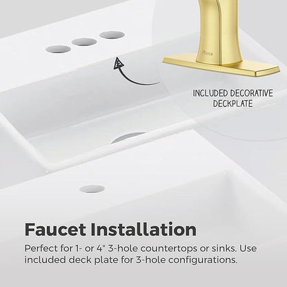 Pfister Vaneri Bathroom Sink Faucet, Single Control, 1-Handle, Single Hole, NSF Certified, Brushed Gold Finish, LF042VRIBG
