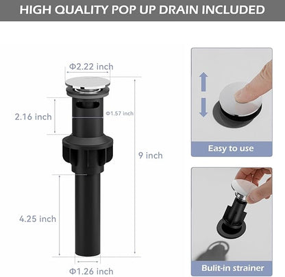BWE Vessel Sink Faucet Chrome Waterfall Bathroom Faucet for Sink 1 Hole Single Handle Tall Vanity Faucet Lavatory Deck Mount Mixer Tap with Pop-up Drain