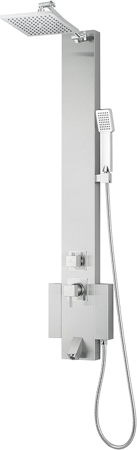 Blue Ocean 48" Stainless Steel SPS822A Shower Panel Tower with Rainfall Shower Head and Spout