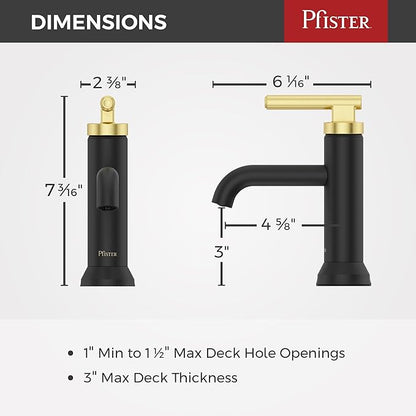 Pfister Capistrano Single Control Lavatory Faucet in Matte Black and Brushed Gold
