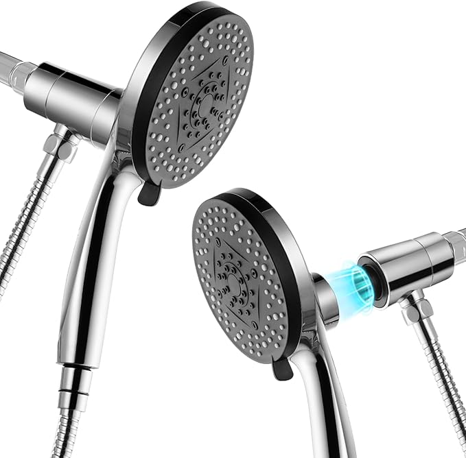 Magnetic Shower Head with Handheld Chrome | High Pressure 9-setting Handheld Shower Head, Magnetic Bracket,59 Inches Stainless Steel Shower Hose. (Basic Model, Chorme)