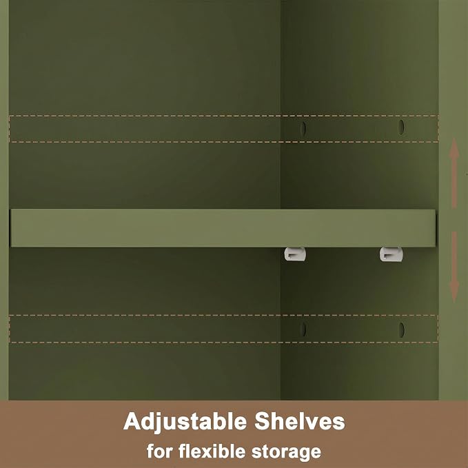 ChooChoo Narrow Bathroom Storage Cabinet with Adjustable Shelves and Drawer | Tall Slim Storage Cabinet, Freestanding Cupboard for Small Spaces, Green