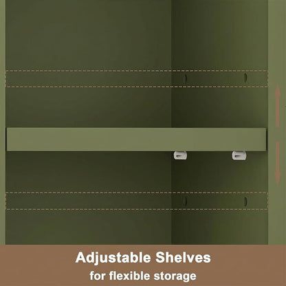 ChooChoo Narrow Bathroom Storage Cabinet with Adjustable Shelves and Drawer | Tall Slim Storage Cabinet, Freestanding Cupboard for Small Spaces, Green