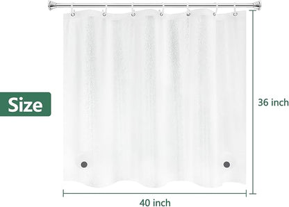 Seenus Waterproof EVA Shower Window Curtain 3D Frosted for Privacy, 40 x 36 inch Bpa-Free Vinyl Shower Curtain Liner Small with 2 Large Magnets, Mini Plastic Bathroom Window Curtain Translucent