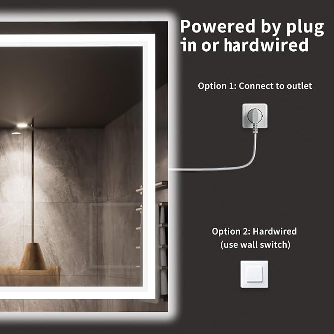 LOAAO 72X40 LED Bathroom Mirror with Lights, UL Listed | Anti-Fog, Dimmable, 3 Color Temperature, Backlit + Front Lit, Memory Function, Tempered Glass