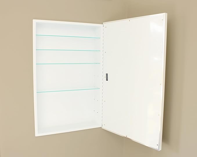 Fox Hollow Furnishings 20x30 Parker Metro Metal Framed Rectangle Recessed Bathroom Medicine Cabinet, Floating Mirror, 14x24 in-Wall Opening, Steel, Adjustable Glass Shelves, Magnet Close, Chrome