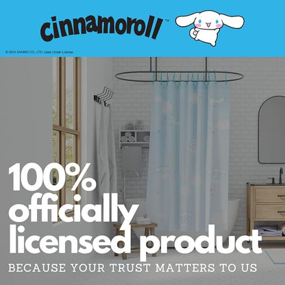 Cinnamoroll 13-Piece Shower Curtain Set, 72 x 72 Inch Fabric Curtain with Hooks, Bathroom Decor, Machine Washable, (100% Officially Licensed Product) by Franco Collectibles
