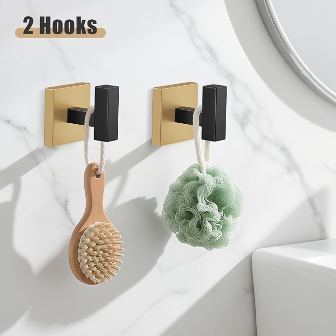 YACVCL 5-Pieces Black and Gold Bathroom Hardware Accessories Set Stainless Steel Bathroom Towel Bar Set Towel Holder Set for Bathroom,Upgraded Toilet Paper Holder with Shelf,Wall Mounted 23.6"
