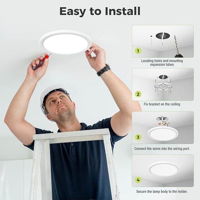 hepside 8Pack LED Flush Mount Ceiling Light Fixture, 9Inch 18W, Dimmable&3000K/3500K/4000K/5000K/6500K Adjustable Low Profile Ceiling Lights, Round Flat Ceiling Light for Closet,Kitchen,Hallway-White
