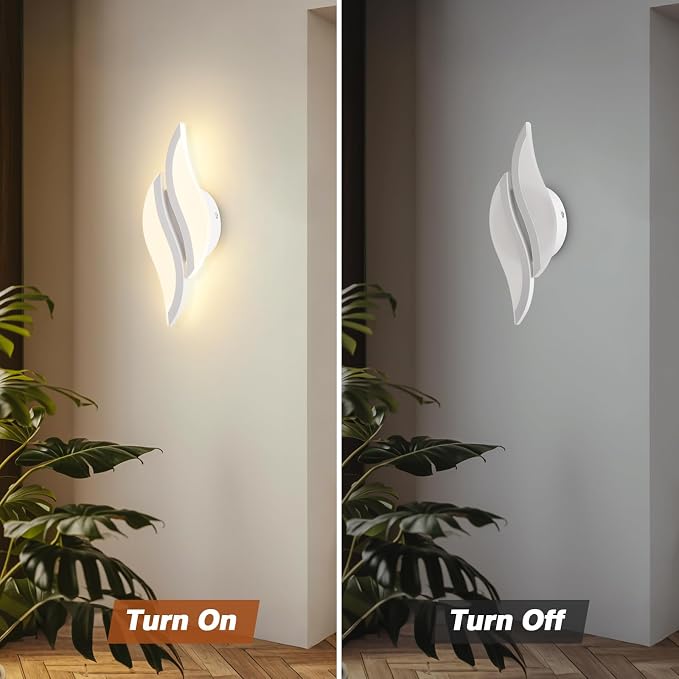 CANEOE Modern LED Wall Sconce 3000K White Indoor Wall Light Fixtures Acrylic Wall Sconce Lighting for Living Room Bedroom Bedside Bathroom Hallway Stairway Wall Lamp (White, 1 Pack,3000K)