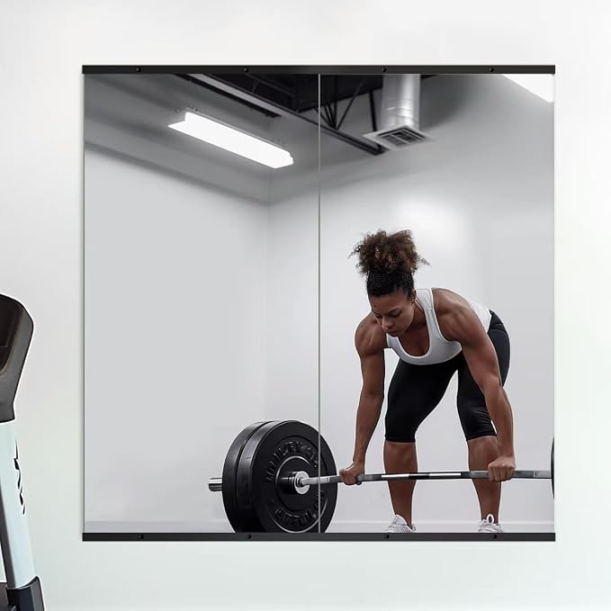Home Gym Mirror, 48''x24''x2PCS, Large Full Body | Tempered Glass, Frameless, Wall-Mounted, For Gym, Yoga, Garage, Bedroom, Bathroom