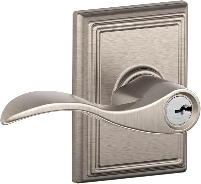 SCHLAGE Accent Lever with Addison Trim Keyed Entry Lock in Satin Nickel - F51A ACC 619 ADD