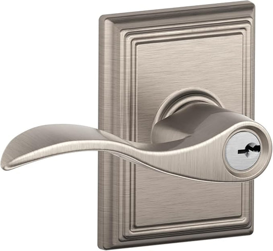 SCHLAGE Accent Lever with Addison Trim Keyed Entry Lock in Satin Nickel - F51A ACC 619 ADD