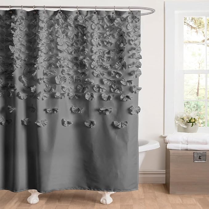 Lush Decor Lucia Shower Curtain 72" W x 72" L, Blush - Bathroom Curtain - Coquette Decor - Flower Shower Curtains - Pink Fabric Shower Curtains