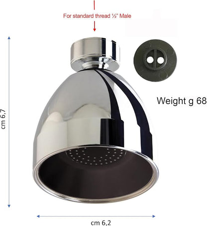 Siroflex 2765/S Fixed Shower Head with Brass Swivel – Made in Italy - Anti-Limescale Shower Head - Stainless Steel Filter Screen, Removable Flow Restrictor (Up to 40% Water Savings), (Black Chrome)