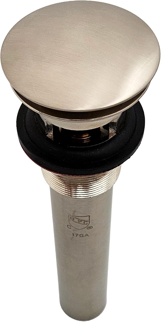 Westbrass D410A-1-07 Mushroom Style Pop-Up Stopper Drain for Vessel/Bowl Sinks with No Overflow, Satin Nickel