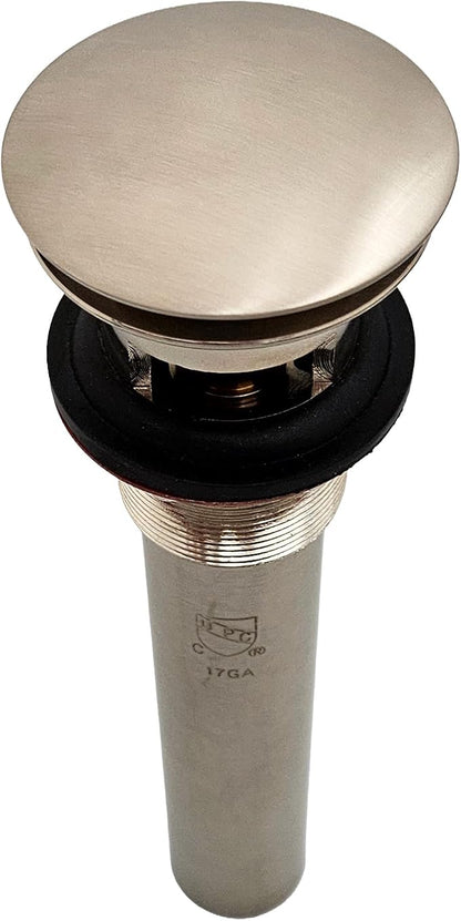 Westbrass D410A-1-07 Mushroom Style Pop-Up Stopper Drain for Vessel/Bowl Sinks with No Overflow, Satin Nickel