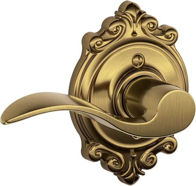 SCHLAGE Accent Lever with Brookshire Trim Non-Turning Lock in Antique Brass - Right Handed