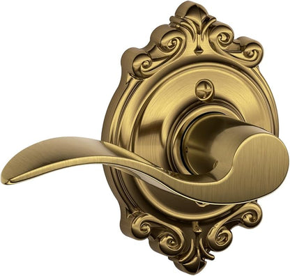 SCHLAGE Accent Lever with Brookshire Trim Non-Turning Lock in Antique Brass - Right Handed