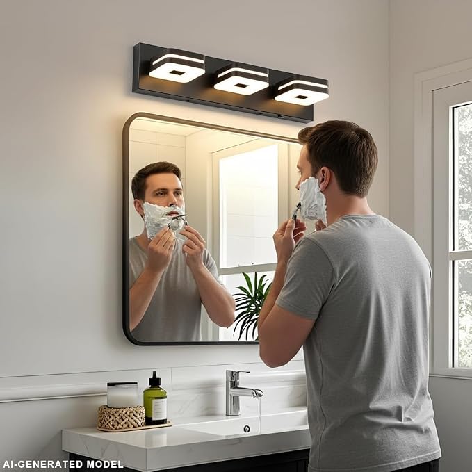 Modern Bathroom Vanity Lights, 3-Light Dimmable LED Wall Sconce, Matte Black Vanity Light for Mirror, 5CCT Adjustable Vintage Bathroom Lighting Fixtures Over Sink