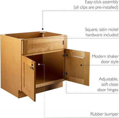 Design House Brookings Bathroom Vanity, 30", Modern Birch | Adjustable Hinges, Freestanding, Contemporary/Modern, Wood, Bath, 587121