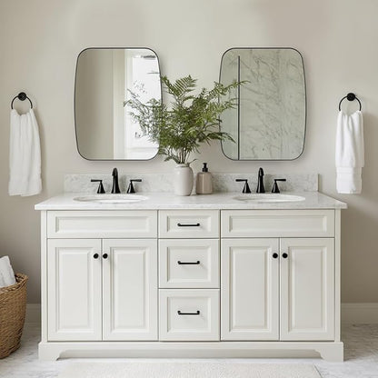 Black Mirror for Bathroom, 28x36 Inch Stainless Steel Metal Frame Oblong Bathroom Mirror for Vanity, 1’’ Deep Wall Mounted Vertically/Horizontal