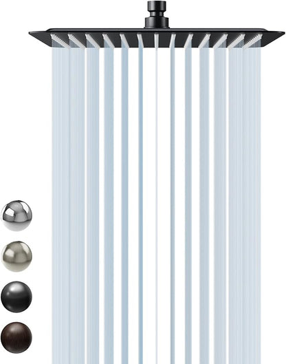 SR SUN RISE 12 Inch Rain Shower Head 304 Stailess Steel Matte Black High Pressure Rainfall Showerhead Water Saving