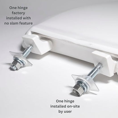 Centoco Elongated Toilet Seat, Open Front with Cover, Heavy Duty Commercial, Stainless Steel Self Sustaining Hinge, Plastic, Made in the USA, 820STSS-001, White