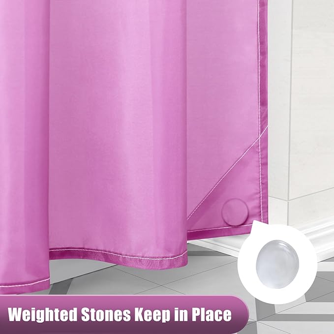 OLANLY Luxury Pink and White Ombre Shower Curtain Sets with 12 Hooks, Waterproof and Washable Decorative Shower Curtains for Bathroom, 72x72 Inches