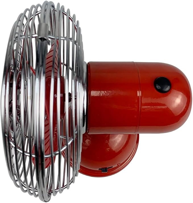 Good Housekeeping 5" All-Metal (92527) USB Desktop Laptop Nightstand Fan with Oscillation (Crimson Red)