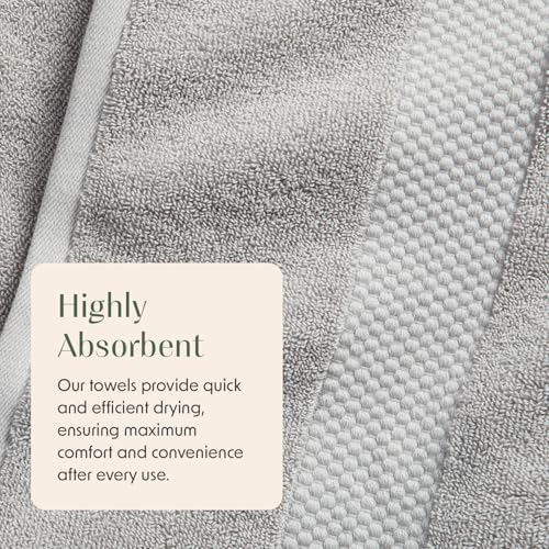 Springtree Home 100% Cotton Luxury Hotel Bath Towel Set | 4-Pack | Grey