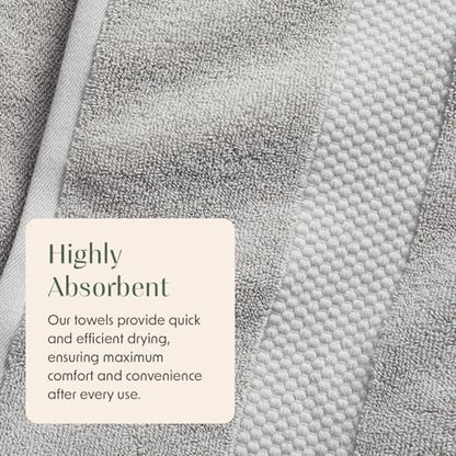 Springtree Home 100% Cotton Luxury Hotel Bath Towel Set | 4-Pack | Grey