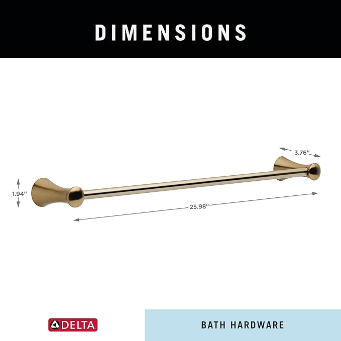 Delta Lahara (1-Pack) 18'' Towel Rack for Bathroom Champagne Bronze Towel Bar for Bathroom Wall Towel Holder Rod Wall Mounted 73824-CZ