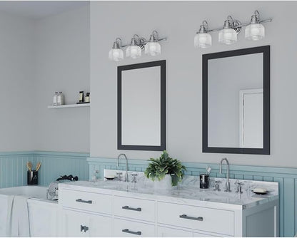 Progress Lighting Archie Collection 3-Light Clear Double Prismatic Glass Coastal Bath Vanity Light Polished Chrome