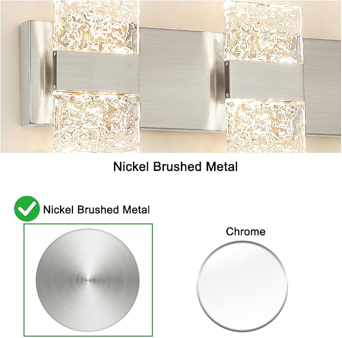 Bathroom Vanity Light Fixture, Modern Brushed Nickel LED Vanity Light, Dimmable 19W LED Wall Sconce Lighting for Bathroom, Bedroom, Perfect for Makeup & Shaving
