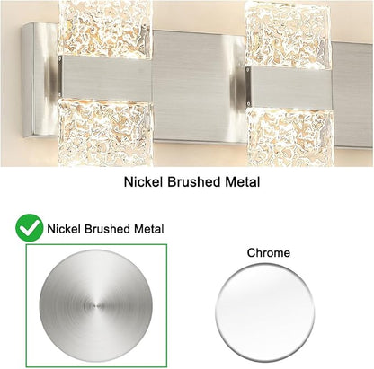 Bathroom Vanity Light Fixture, Modern Brushed Nickel LED Vanity Light, Dimmable 19W LED Wall Sconce Lighting for Bathroom, Bedroom, Perfect for Makeup & Shaving