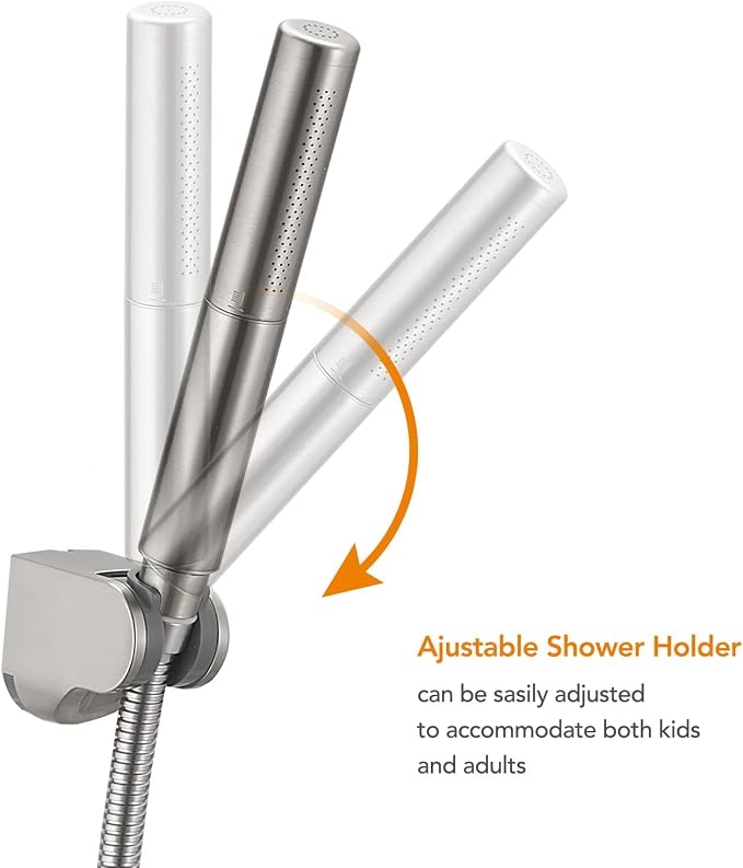 Handheld Shower Head Show Spray Shower Wand Hand Shower Brushed Nickel | High Pressure Showerhead, Hand Held Sprayer, Brass Shower Head, Wall Mounted, 60 In Stainless Steel Shower Hose, Bracket