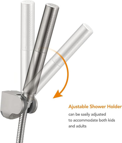 Handheld Shower Head Show Spray Shower Wand Hand Shower Brushed Nickel | High Pressure Showerhead, Hand Held Sprayer, Brass Shower Head, Wall Mounted, 60 In Stainless Steel Shower Hose, Bracket