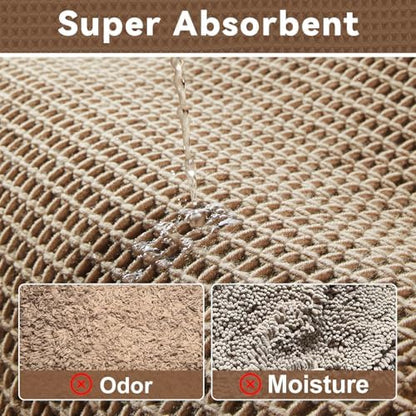 Triohero Waffle Bath Mat, Small Boho Bathroom Rugs Non Slip 16x24 Beige