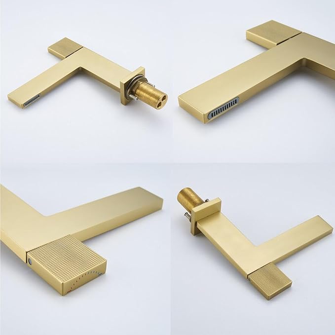 Bathroom Water Faucet Single Hole Waterfall Faucet for Bathroom Sink Single Handle Brushed Gold