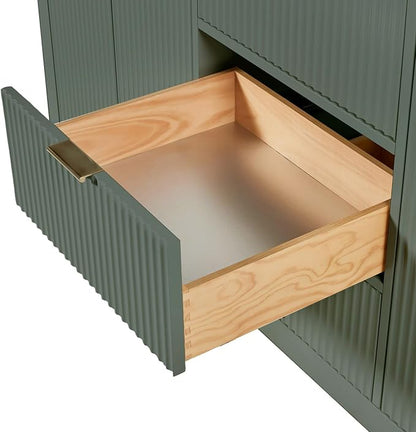 ARIEL Milan 72-inch Bathroom Vanity with Sink,Solid Wood, 1.5-inch Italian Carrara Marble Countertop, Double Rectangular Porcelain Sink, Soft Closing Doors, Dovetail Drawers, Vintage Green